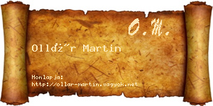 Ollár Martin névjegykártya